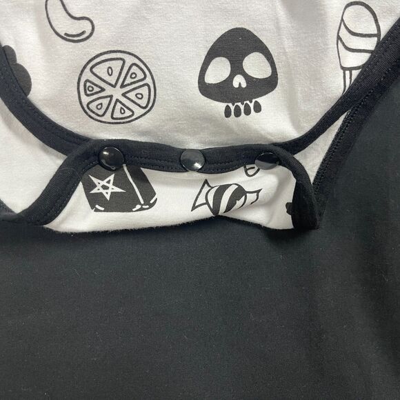 Little For Big Bodysuit Womens Large Halloween White Ghost Skull Moon - Picture 5 of 6